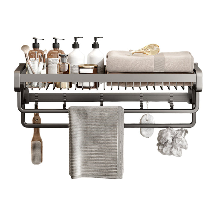 Lisslune | Contemporary bathroom accessory set made of matte stainless steel-aluminum with bathrobe hook/towel rail