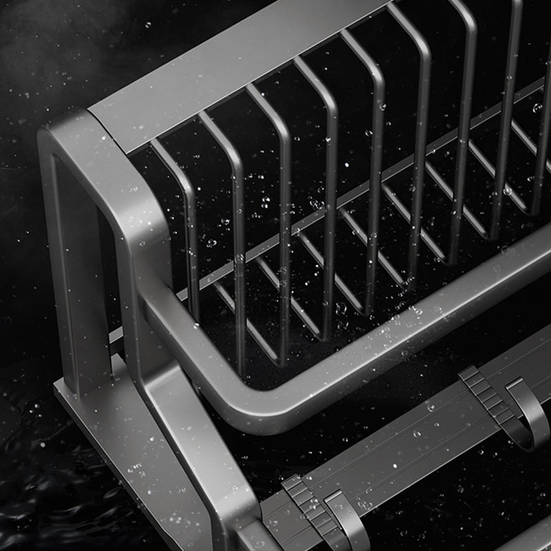 Lisslune | Contemporary bathroom accessory set made of matte stainless steel-aluminum with bathrobe hook/towel rail