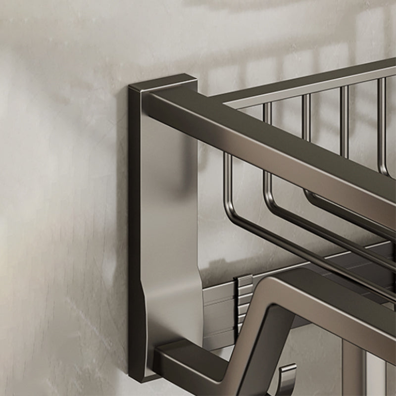 Lisslune | Contemporary bathroom accessory set made of matte stainless steel-aluminum with bathrobe hook/towel rail