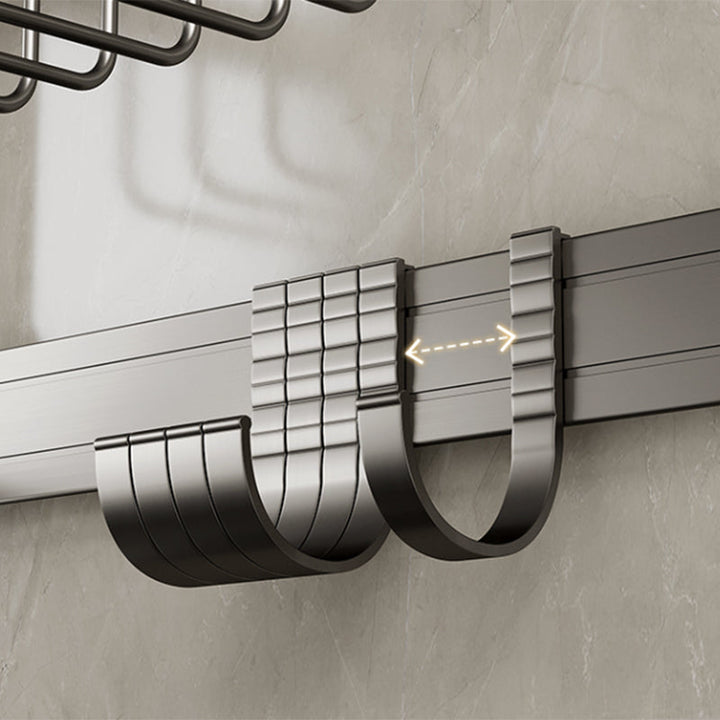 Lisslune | Contemporary bathroom accessory set made of matte stainless steel-aluminum with bathrobe hook/towel bar