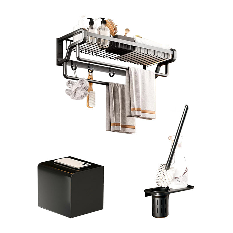 Lisslune | Contemporary bathroom accessory set made of matte stainless steel-aluminum with bathrobe hook/towel bar