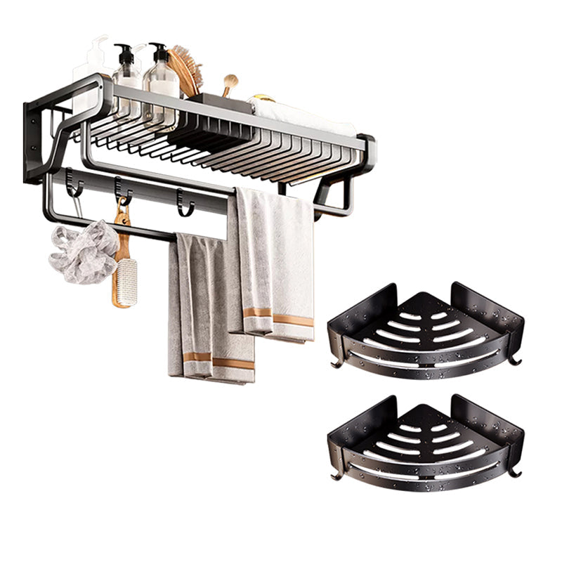 Lisslune | Contemporary bathroom accessory set made of matte stainless steel-aluminum with bathrobe hook/towel rail
