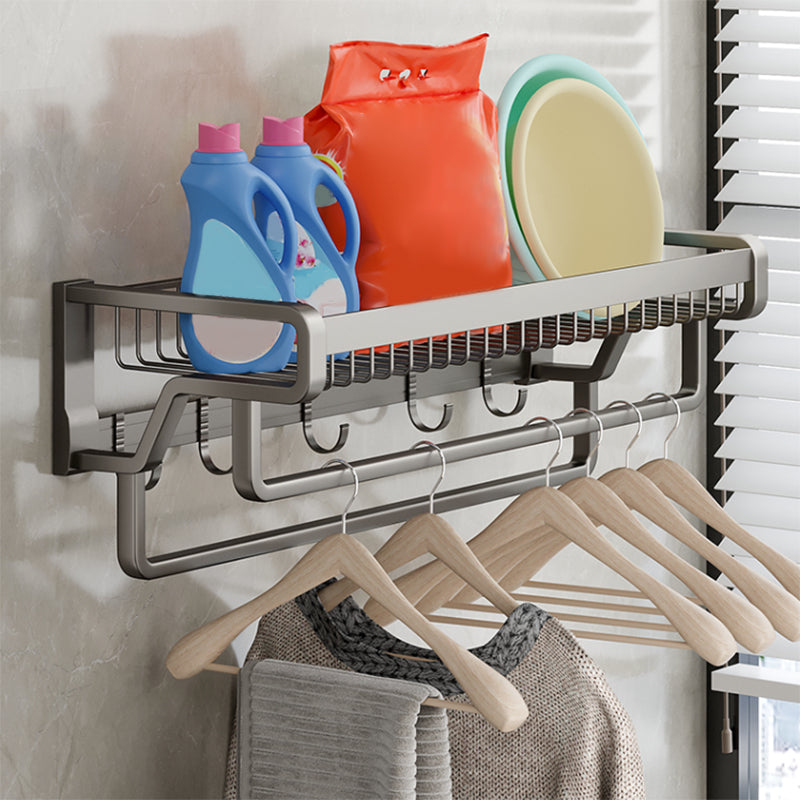 Lisslune | Contemporary bathroom accessory set made of matte stainless steel-aluminum with bathrobe hook/towel bar