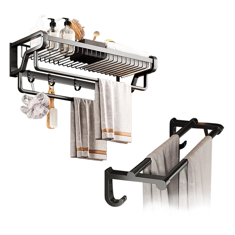 Lisslune | Contemporary bathroom accessory set made of matte stainless steel-aluminum with bathrobe hook/towel rail