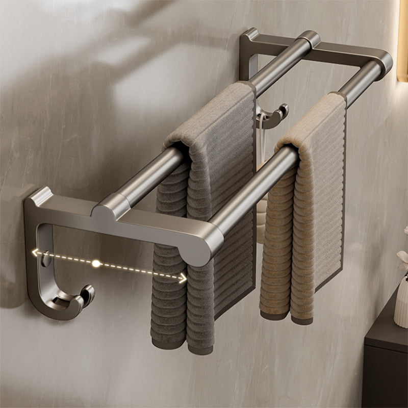 Lisslune | Contemporary bathroom accessory set made of matte stainless steel-aluminum with bathrobe hook/towel bar