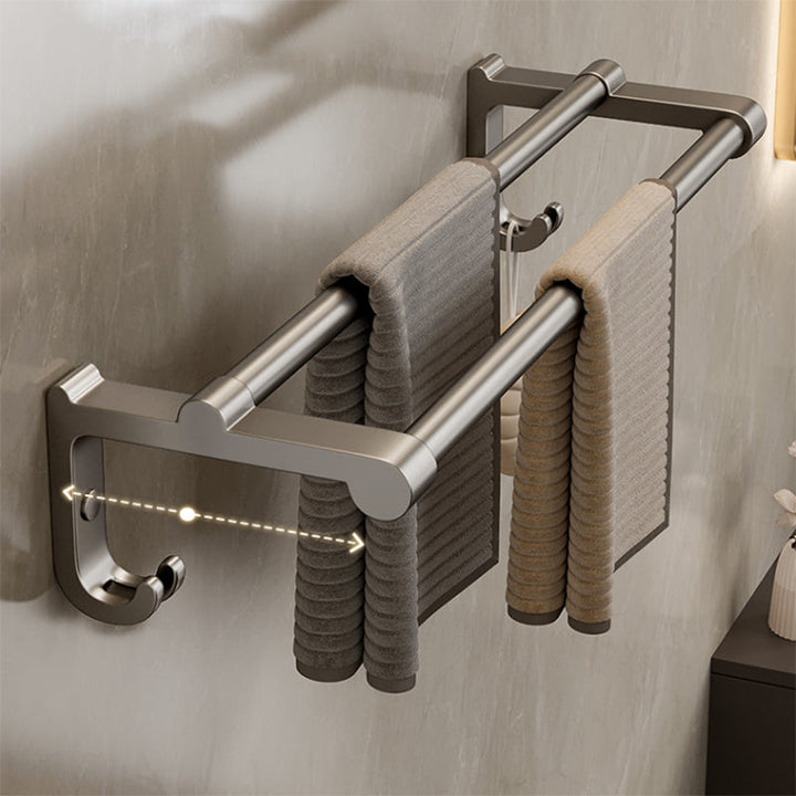 Lisslune | Contemporary bathroom accessory set made of matte stainless steel-aluminum with bathrobe hook/towel rail