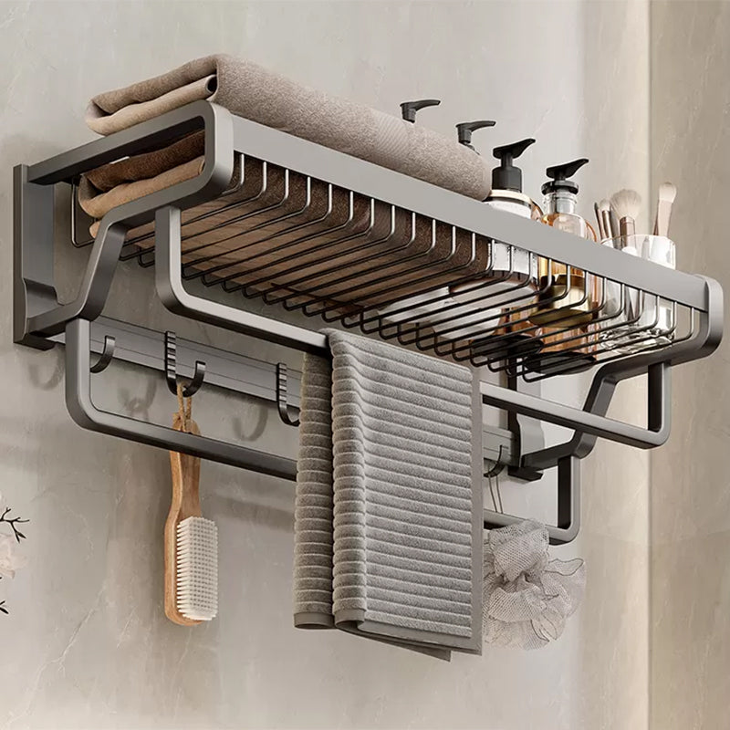 Lisslune | Contemporary bathroom accessory set made of matte stainless steel-aluminum with bathrobe hook/towel rail