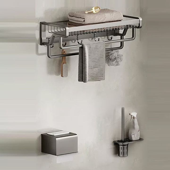 Lisslune | Contemporary bathroom accessory set made of matte stainless steel-aluminum with bathrobe hook/towel bar