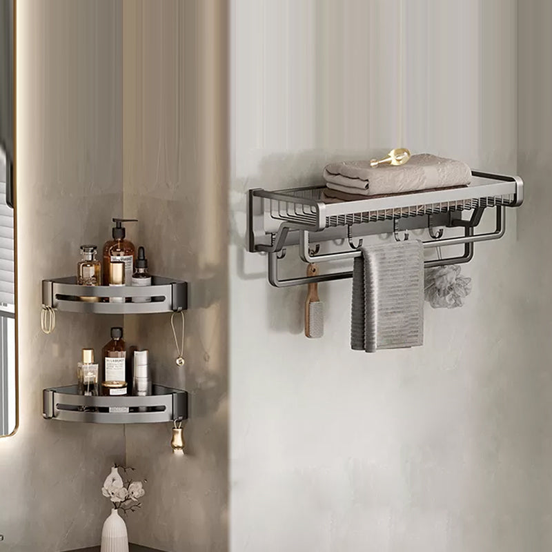 Lisslune | Contemporary bathroom accessory set made of matte stainless steel-aluminum with bathrobe hook/towel bar