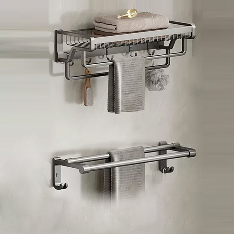 Lisslune | Contemporary bathroom accessory set made of matte stainless steel-aluminum with bathrobe hook/towel bar