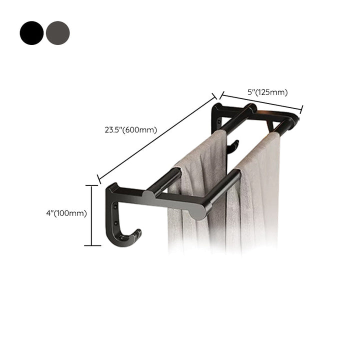 Lisslune | Contemporary bathroom accessory set made of matte stainless steel-aluminum with bathrobe hook/towel bar