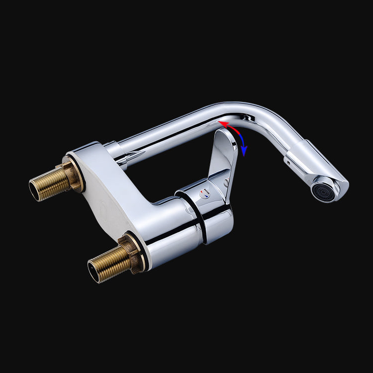 Lisslune | Chrome Round Washbasin Faucet with Swivel Spout for the Bathroom