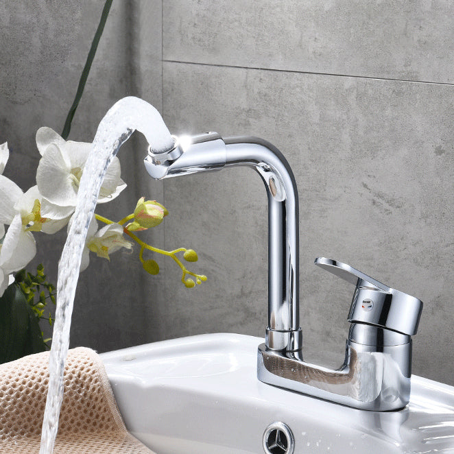 Lisslune | Chrome round wash basin faucet with swivel spout for the bathroom