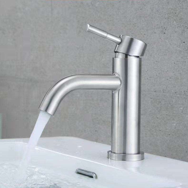 Lisslune | Stainless Steel Bathroom Faucet Chrome Lever Handle Sink Faucet with 1 Hole