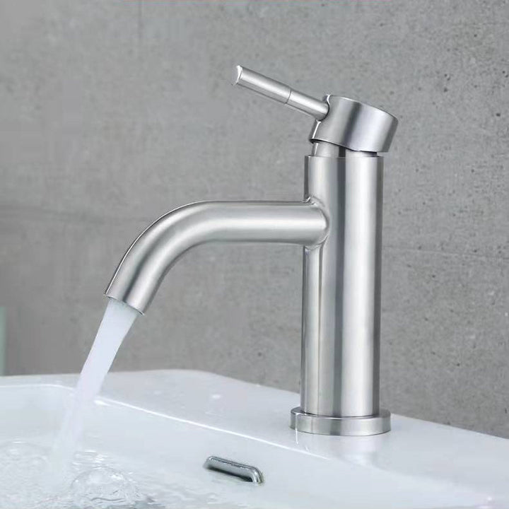 Lisslune | Stainless Steel Bathroom Faucet Chrome Lever Handle Sink Faucet with 1 Hole