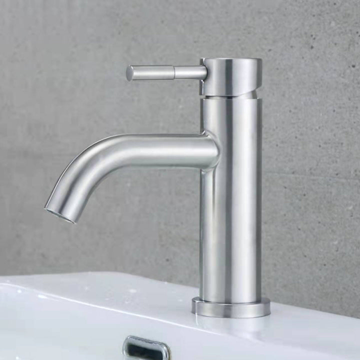 Lisslune | Stainless Steel Bathroom Faucet Chrome Lever Handle Sink Faucet with 1 Hole