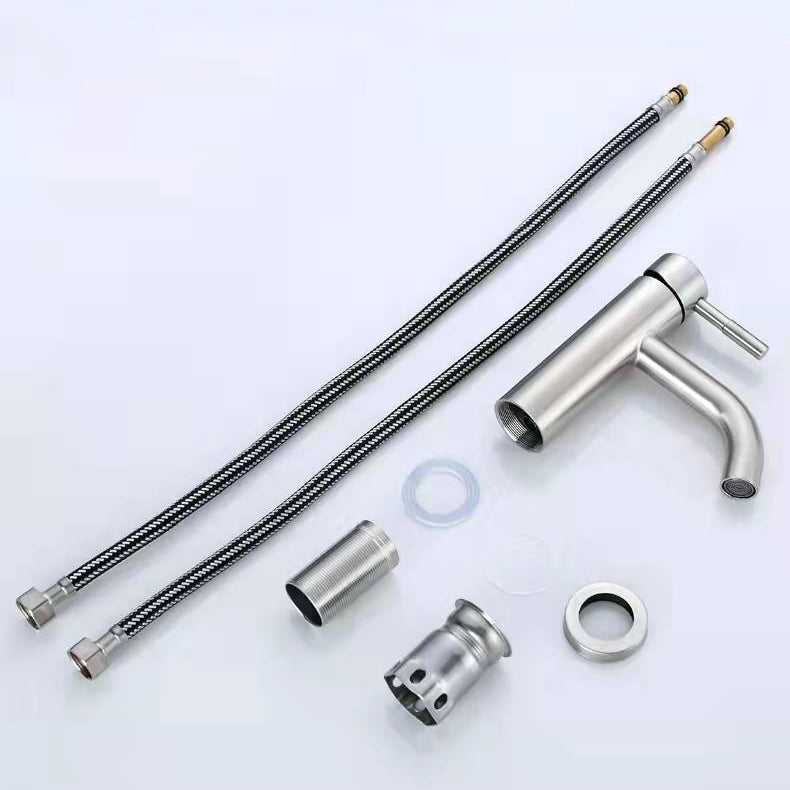 Lisslune | Stainless Steel Bathroom Faucet Chrome Lever Handle Sink Faucet with 1 Hole