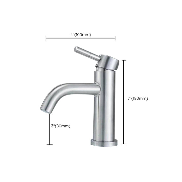 Lisslune | Stainless Steel Bathroom Faucet Chrome Lever Handle Sink Faucet with 1 Hole