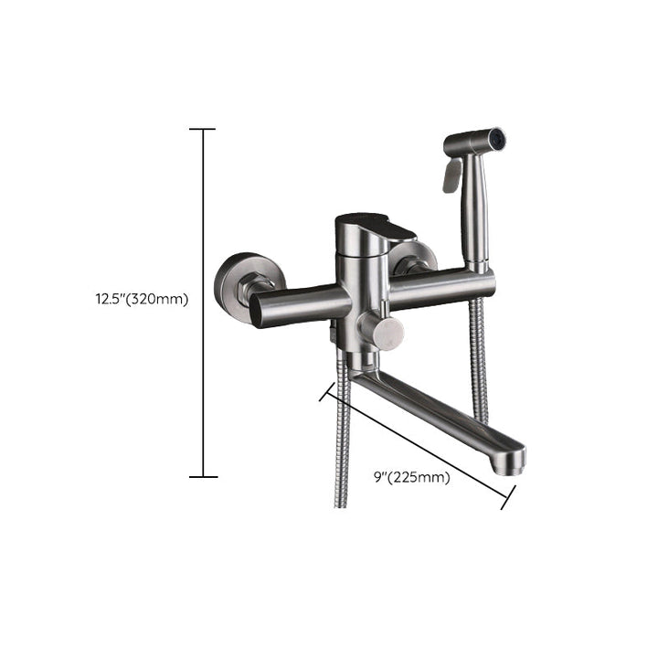 Lisslune | Wall-mounted metal bathtub filling low arch swivel bathtub mixer