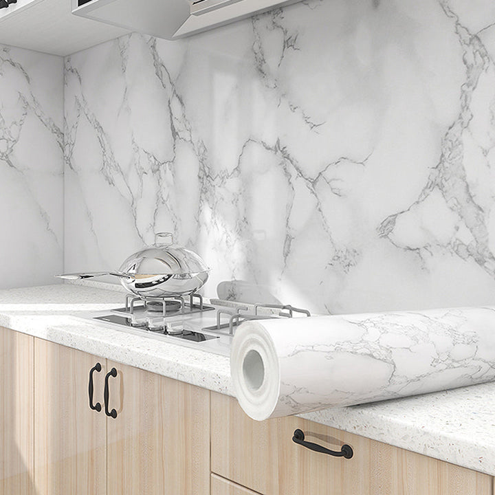 Lisslune | Modern Splash Guard Tile Waterproof Marble Print Peel and Stick Tile for the Kitchen