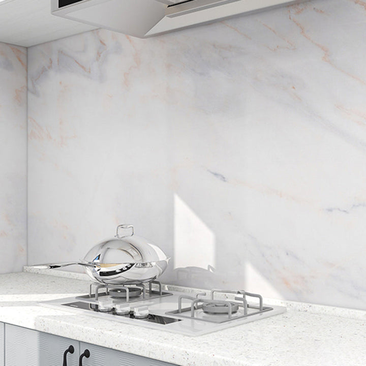 Lisslune | Modern Splash Guard Tile Waterproof Marble Print Peel and Stick Tile for the Kitchen