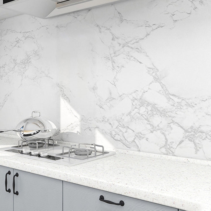 Lisslune | Modern Splash Guard Tile Waterproof Marble Print Peel and Stick Tile for the Kitchen