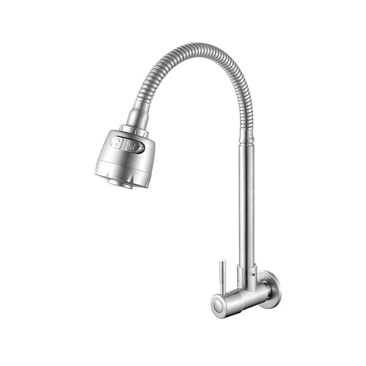 Lisslune | Modern Bridge Water Faucet 304 Stainless Steel Knob Handle Swivel Spout Wall Mounted Faucet