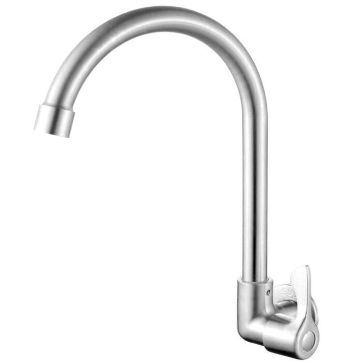 Lisslune | Modern Bridge Water Faucet 304 Stainless Steel Knob Handle Swivel Spout Wall Mounted Faucet