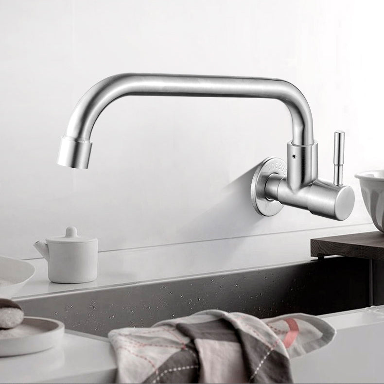 Lisslune | Modern Bridge Water Faucet 304 Stainless Steel Knob Handle Swivel Spout Wall Mounted Faucet