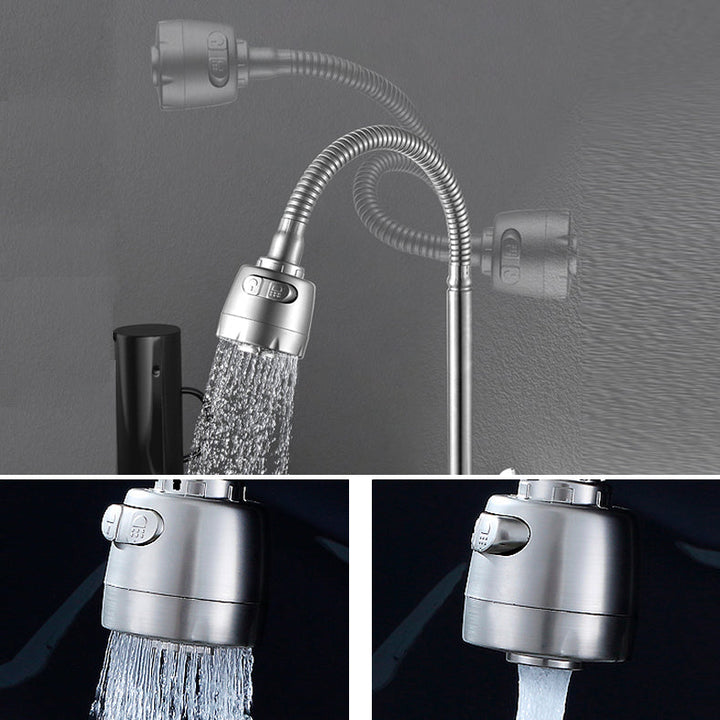 Lisslune | Modern Bridge Water Faucet 304 Stainless Steel Knob Handle Swivel Spout Wall Mounted Faucet