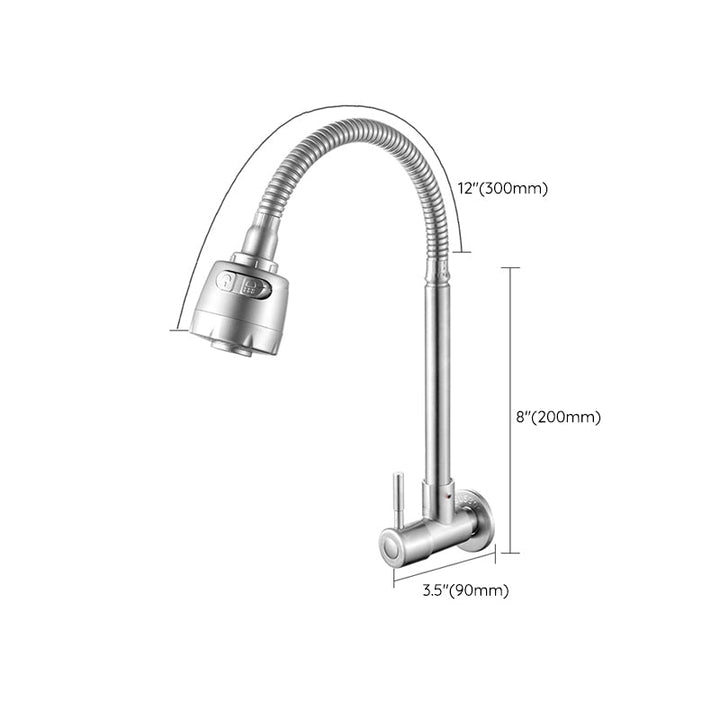 Lisslune | Modern Bridge Water Faucet 304 Stainless Steel Knob Handle Swivel Spout Wall Mounted Faucet