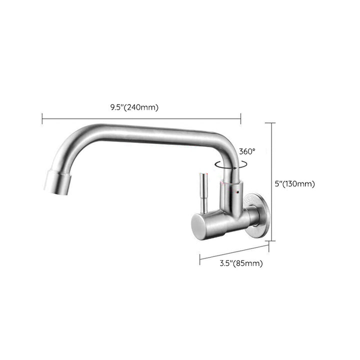 Lisslune | Modern Bridge Water Faucet 304 Stainless Steel Knob Handle Swivel Spout Wall Mounted Faucet