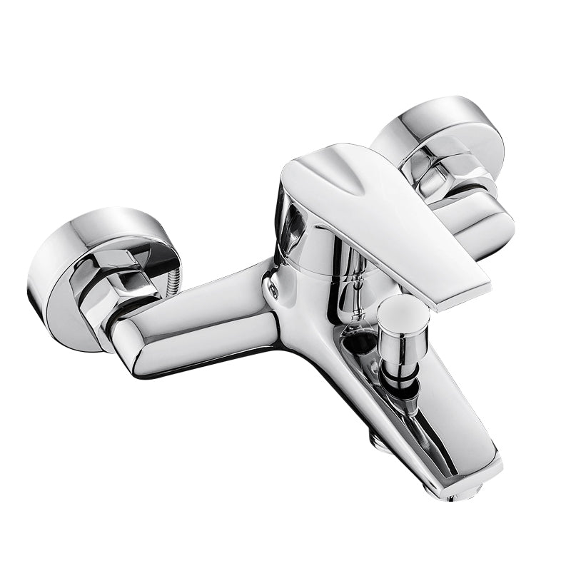 Lisslune | Contemporary Wall Mounted Bathroom Faucet Lever Handles 2-Hole Faucet Brass Faucet