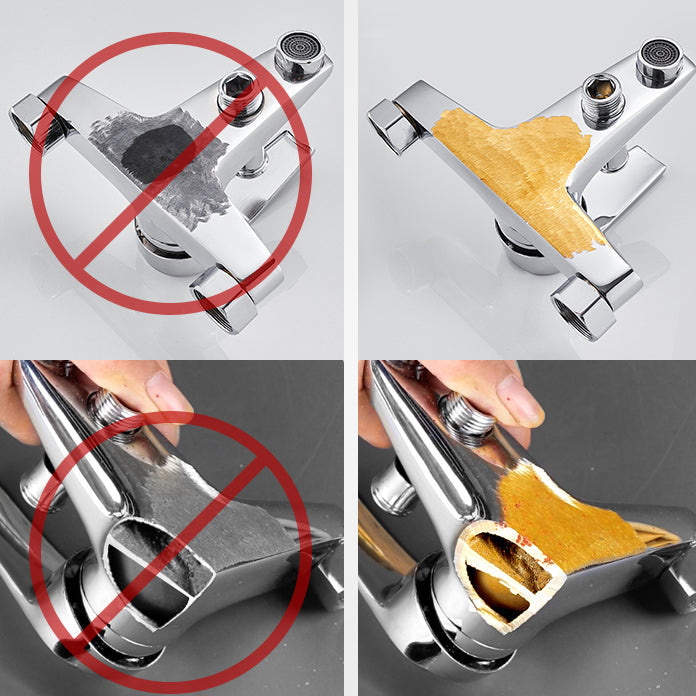 Lisslune | Contemporary Wall Mounted Bathroom Faucet Lever Handles 2-Hole Faucet Brass Faucet