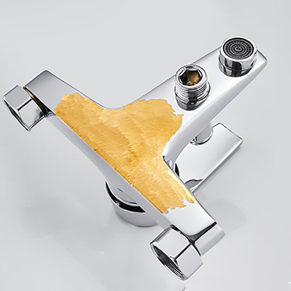 Lisslune | Contemporary Wall Mounted Bathroom Faucet Lever Handles 2-Hole Faucet Brass Faucet