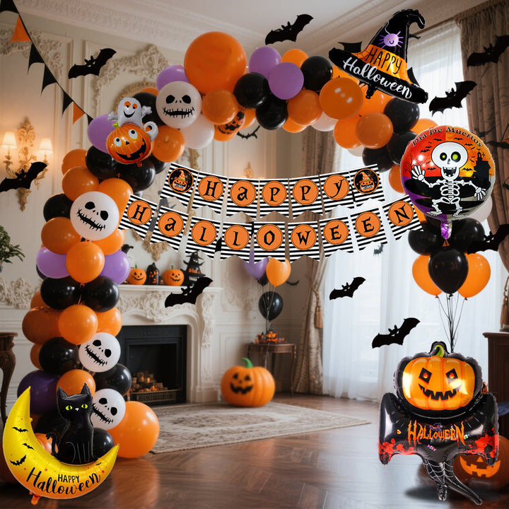 Lisslune | Halloween Balloon Set – Black Orange Purple with Pumpkin Print
