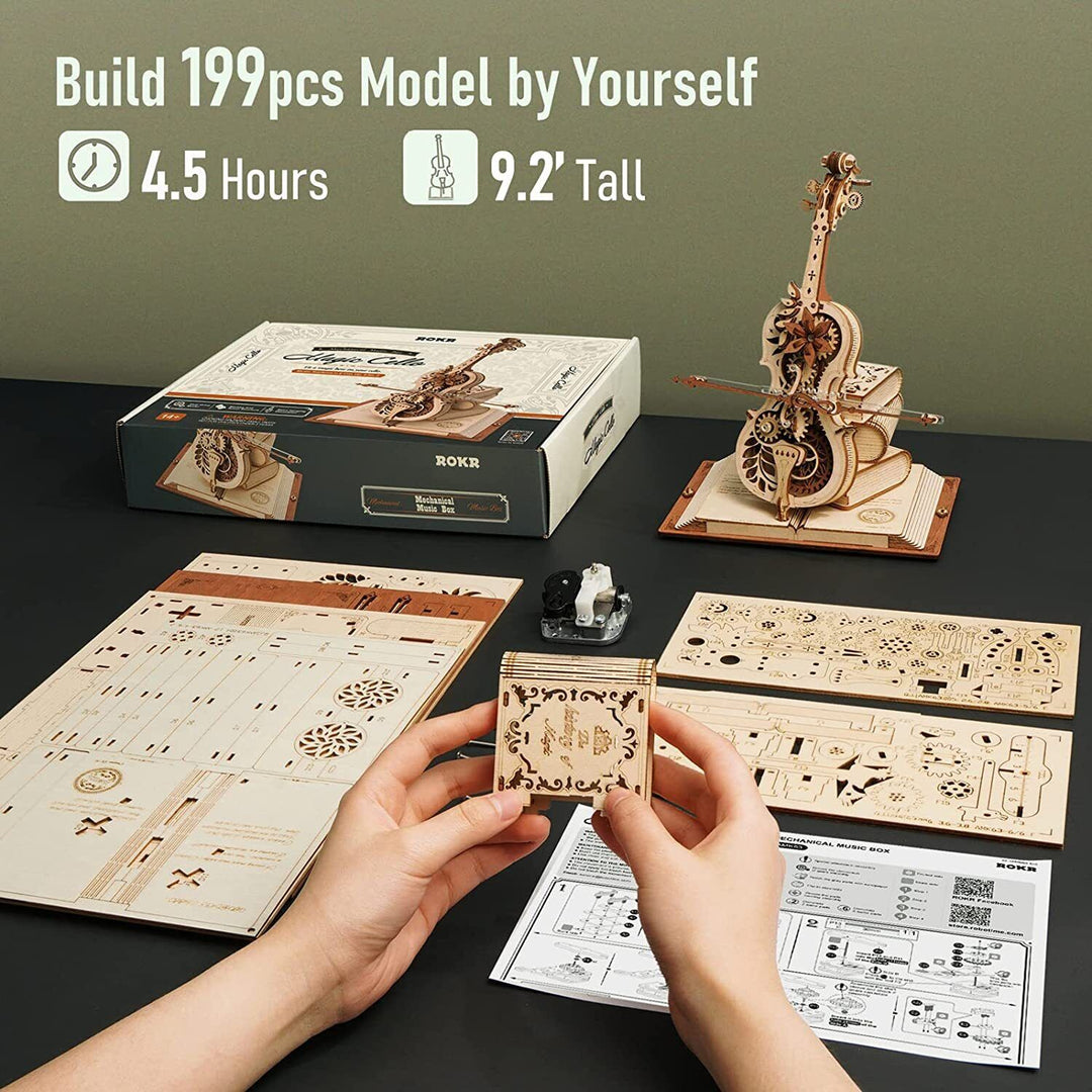 Lisslune | DIY Wooden Cello, Self Playing Musical Instrument, Magic Music Box, Cool Gift Ideas