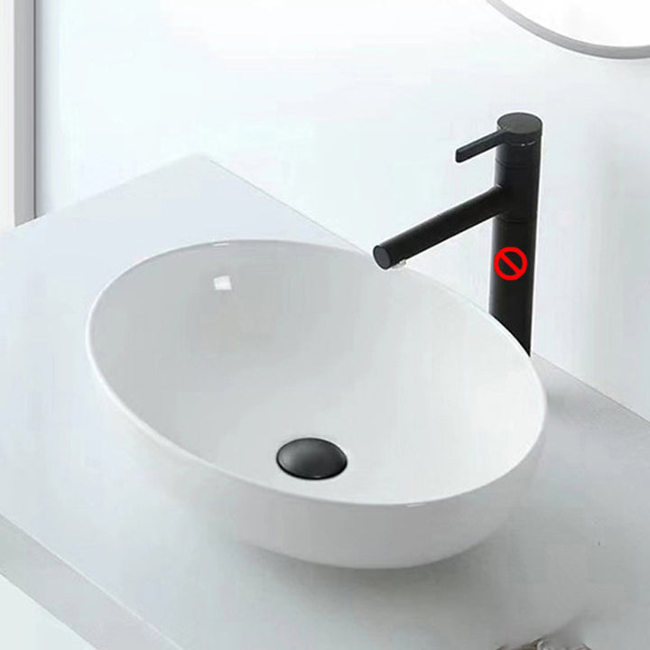 Lisslune | Modern Vessel Bathroom Sink Oval Porcelain with Pop-Up Drain System