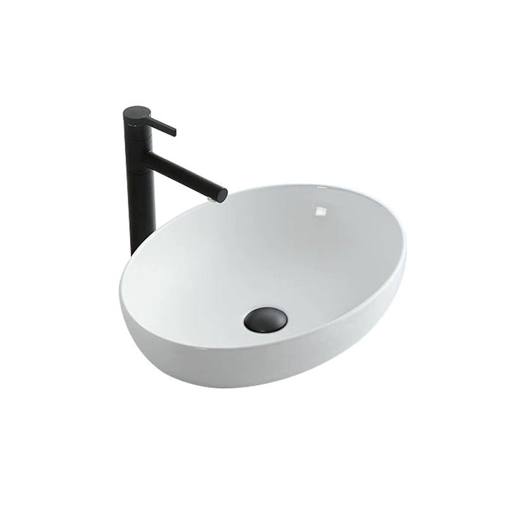 Lisslune | Modern Vessel Bathroom Sink Oval Porcelain with Pop-Up Drain System