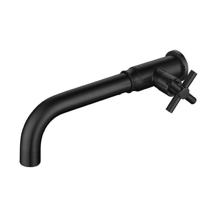 Lisslune | Contemporary Vessel Water Faucet Stainless Steel Cross Handles Wall Mounted Bathroom Faucet