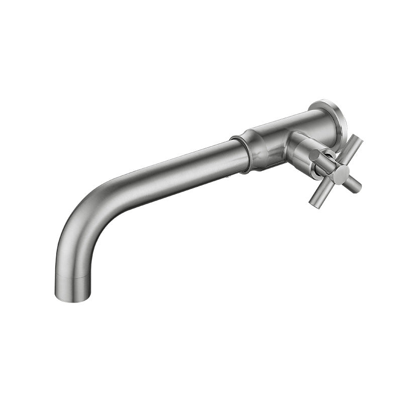 Lisslune | Contemporary Vessel Water Faucet Stainless Steel Cross Handles Wall Mounted Bathroom Faucet