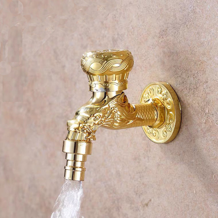 Lisslune | Vintage Classic Sink Faucet Zinc Single Handle Dragon Embossing Wall Mounted Faucet