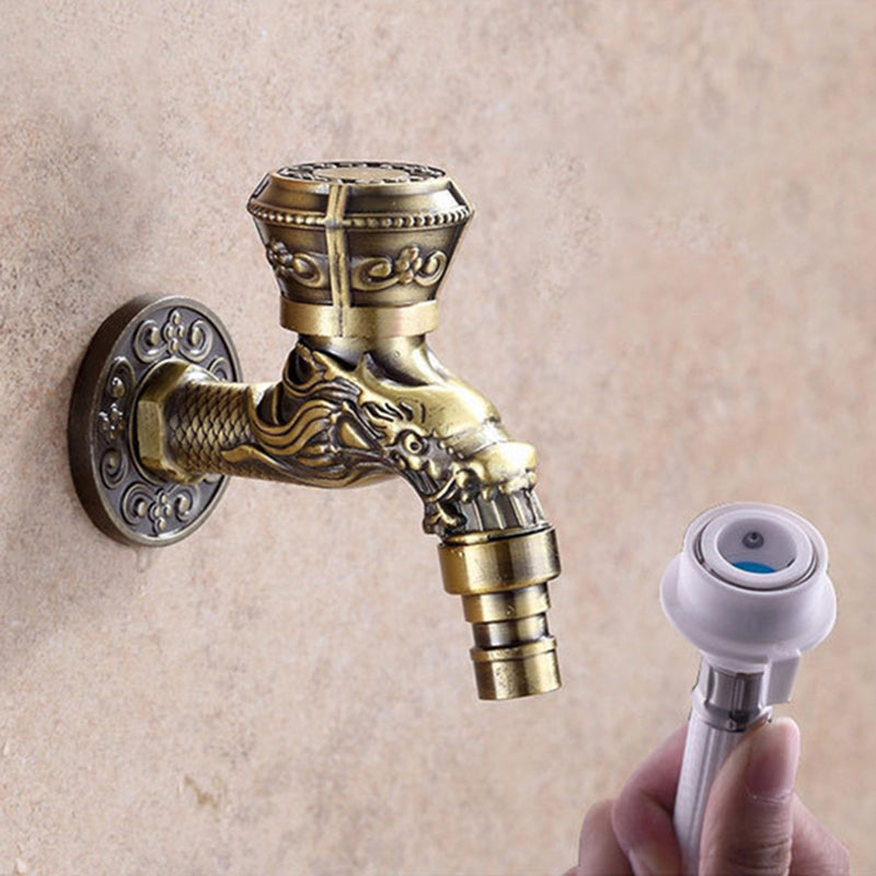 Lisslune | Vintage Classic Sink Faucet Zinc Single Handle Dragon Embossing Wall Mounted Faucet