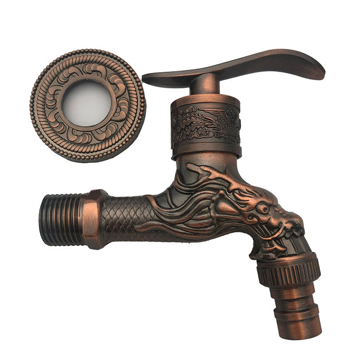Lisslune | Vintage Classic Sink Faucet Zinc Single Handle Dragon Embossing Wall Mounted Faucet