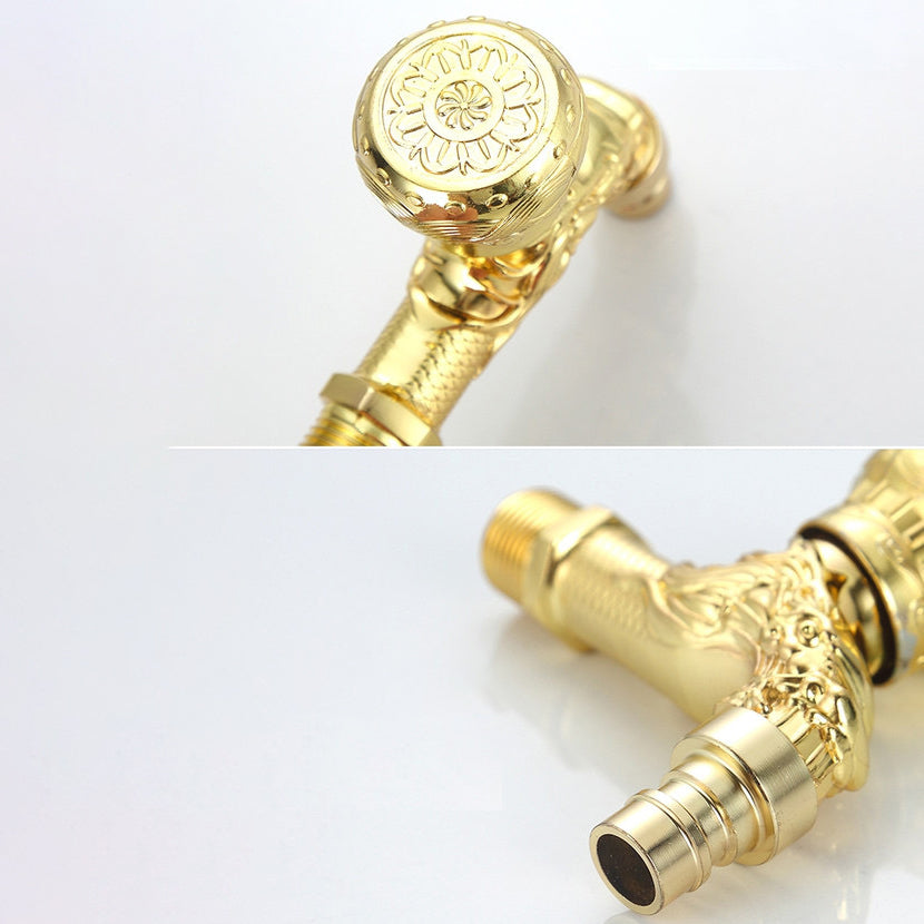 Lisslune | Vintage Classic Sink Faucet Zinc Single Handle Dragon Embossing Wall Mounted Faucet