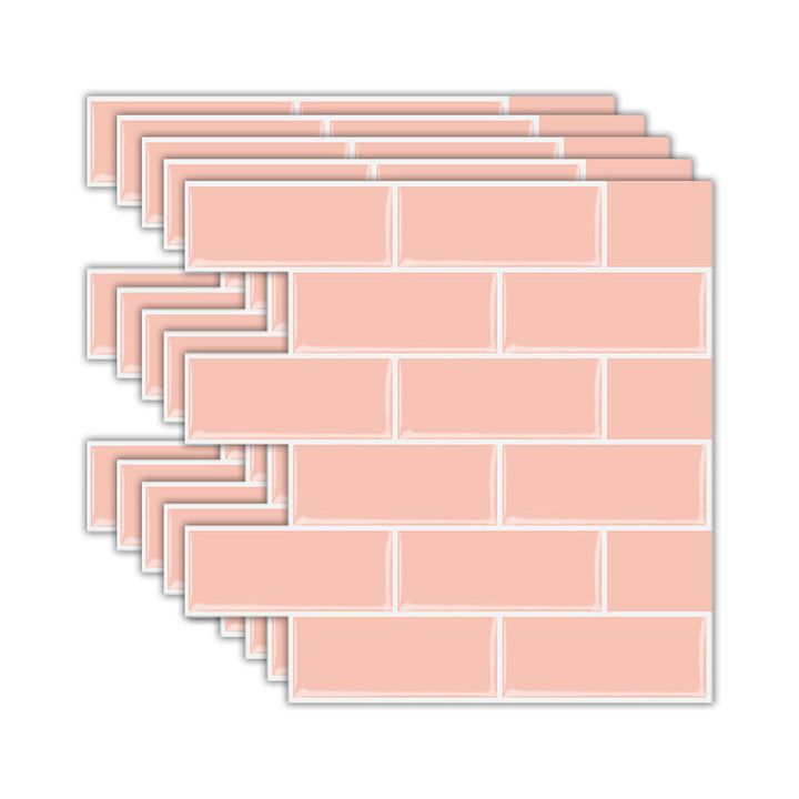 Lisslune | Solid Peel & Stick Subway Tile Scratch Resistant PVC Rectangle Peel and Stick Wall Tile