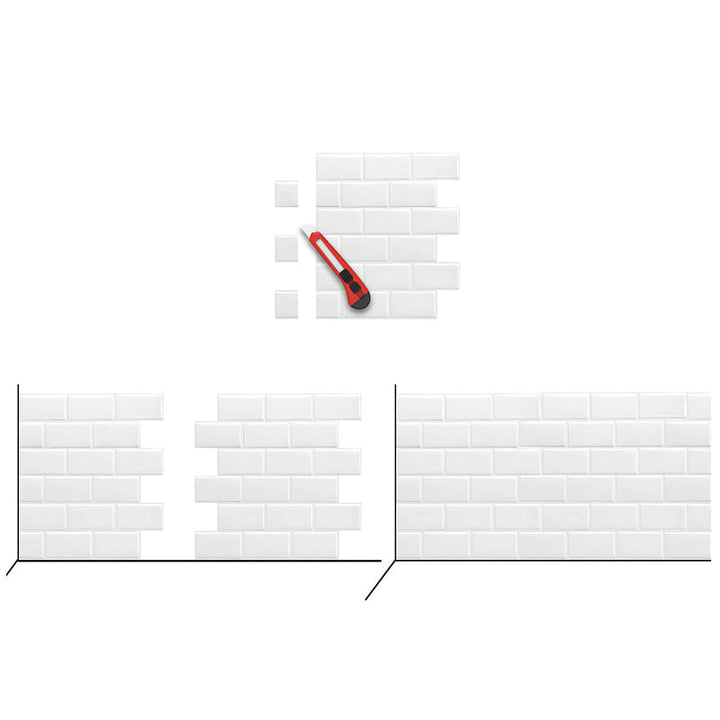 Lisslune | Solid Peel & Stick Subway Tile Scratch Resistant PVC Rectangle Peel and Stick Wall Tile