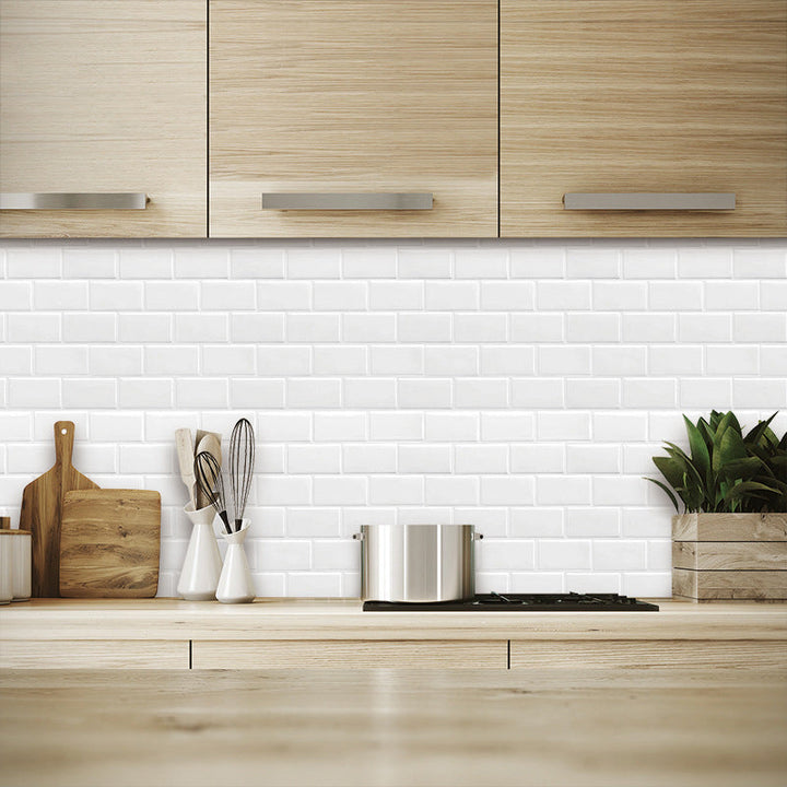 Lisslune | Solid Peel & Stick Subway Tile Scratch Resistant PVC Rectangle Peel and Stick Wall Tile
