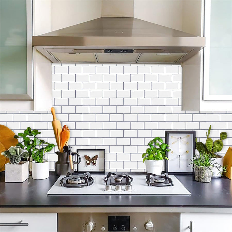 Lisslune | Solid Peel & Stick Subway Tile Scratch Resistant PVC Rectangle Peel and Stick Wall Tile