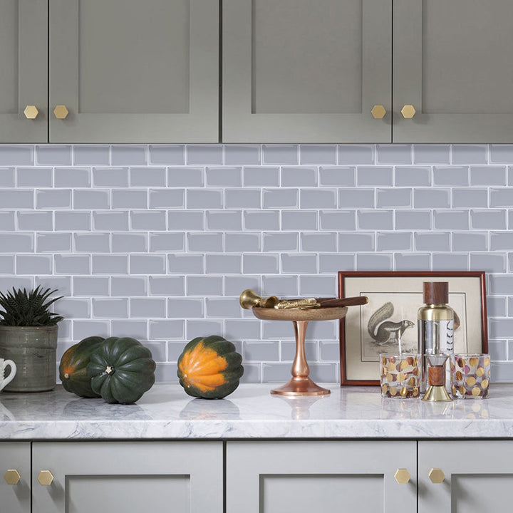 Lisslune | Solid Peel & Stick Subway Tile Scratch Resistant PVC Rectangle Peel and Stick Wall Tile